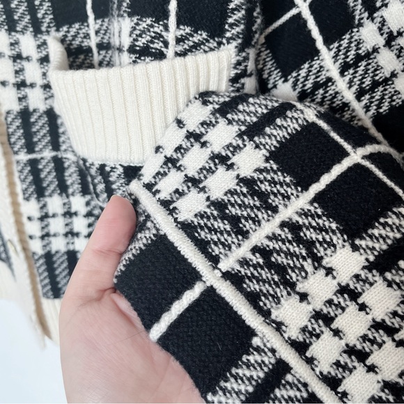 New Barrie Checked 100% Cashmere Cardigan Women Size M NWOT - Picture 6 of 17